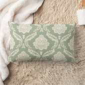 Rococo Damask Big Pattern Cream on Green ランバークッション (ブランケット)