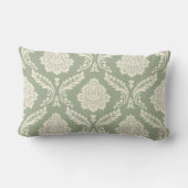Rococo Damask Big Pattern Cream on Green ランバークッション (裏面)