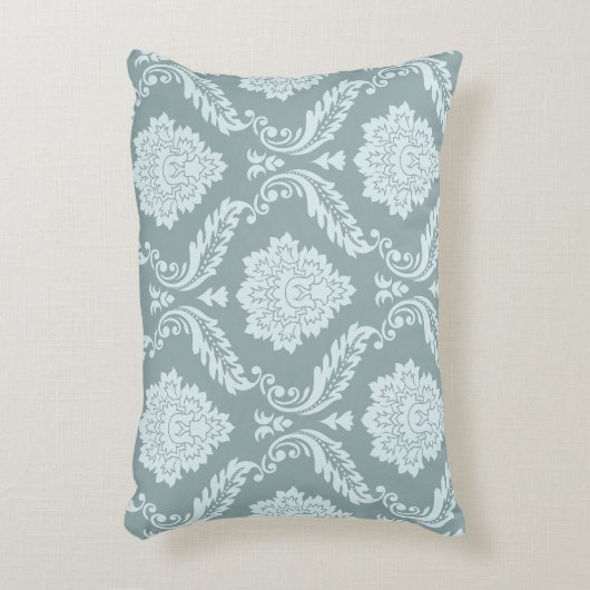 Rococo Damask Big Pattern Duck Egg Blue+Teal アクセントクッション (正面(垂直))