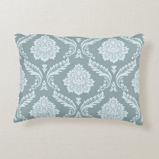 Rococo Damask Big Pattern Duck Egg Blue+Teal アクセントクッション (裏面)