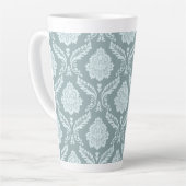 Rococo Damask Big Pattern Duck Egg Blue+Teal カフェラテマグ (左アングル)