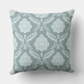 Rococo Damask Big Pattern Duck Egg Blue+Teal クッション (裏面)