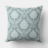 Rococo Damask Big Pattern Duck Egg Blue+Teal クッション (正面)