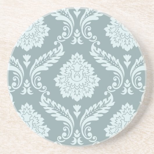 Rococo Damask Big Pattern Duck Egg Blue+Teal コースター (正面)