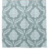 Rococo Damask Big Pattern Duck Egg Blue+Teal シャワーカーテン (正面)