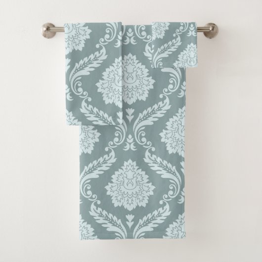 Rococo Damask Big Pattern Duck Egg Blue+Teal バスタオルセット (インサイチュ)