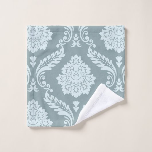 Rococo Damask Big Pattern Duck Egg Blue+Teal バスタオルセット (ウォッシュタオル)