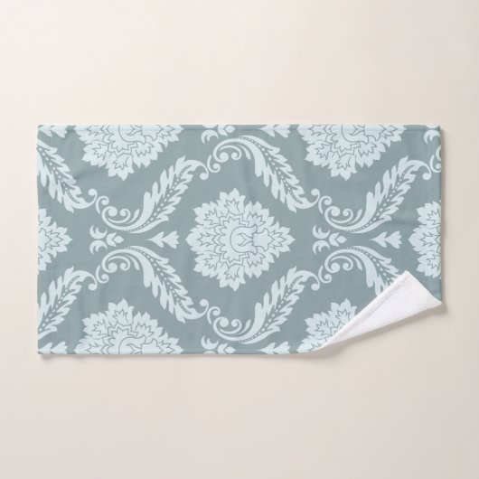 Rococo Damask Big Pattern Duck Egg Blue+Teal バスタオルセット (ハンドタオル)
