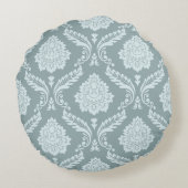 Rococo Damask Big Pattern Duck Egg Blue+Teal ラウンドクッション (裏面)