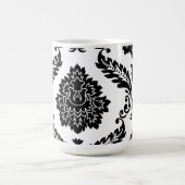 Rococo Damask Lg Off-Set Pattern Black on White コーヒーマグカップ (中央)