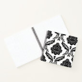 Rococo Damask Lg Off-Set Pattern Black on White ノートブック (内部)