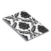 Rococo Damask Lg Off-Set Pattern Black on White ノートブック (右側)