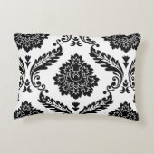 Rococo Damask Lg Pattern Black on White アクセントクッション (裏面)