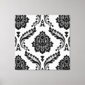 Rococo Damask Lg Pattern Black on White キャンバスプリント (正面)