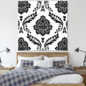 Rococo Damask Lg Pattern Black on White キャンバスプリント (インサイチュ (寝室))