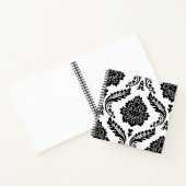 Rococo Damask Lg Pattern Black on White ノートブック (内部)