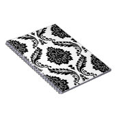 Rococo Damask Lg Pattern Black on White ノートブック (右側)