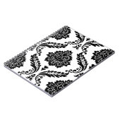 Rococo Damask Lg Pattern Black on White ノートブック (左側)