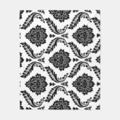 Rococo Damask Lg Pattern Black on White フリースブランケット (正面)