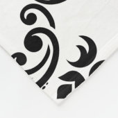 Rococo Damask Lg Pattern Black on White フリースブランケット (角)