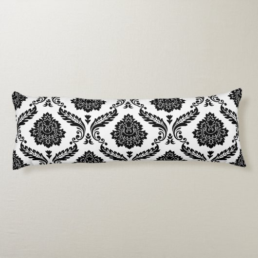 Rococo Damask Lg Pattern Black on White ボディピロー (裏面)