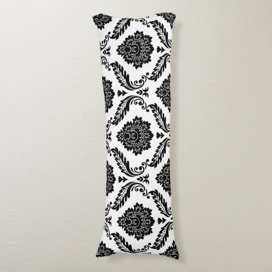 Rococo Damask Lg Pattern Black on White ボディピロー (正面縦)