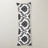 Rococo Damask Lg Pattern Black on White ボディピロー (裏面 (縦))