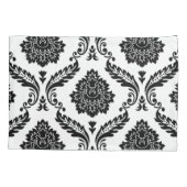 Rococo Damask Lg Pattern Black on White 枕カバー (裏面)