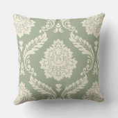 Rococo Damask Lg Pattern Cream on Green クッション (裏面)