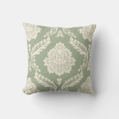 Rococo Damask Lg Pattern Cream on Green クッション (正面)