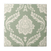 Rococo Damask Lg Pattern Cream on Green タイル (正面)