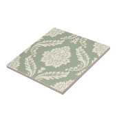 Rococo Damask Lg Pattern Cream on Green タイル (側面)