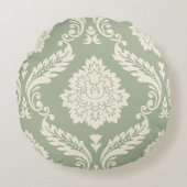Rococo Damask Lg Pattern Cream on Green ラウンドクッション (正面)