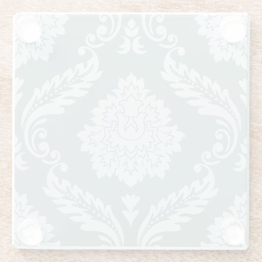 Rococo Damask Lg Pattern Duck Egg Blue+Teal ガラスコースター (裏面)