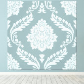 Rococo Damask Lg Pattern Duck Egg Blue+Teal キャンバスプリント (インサイチュ (ウッドフロア))