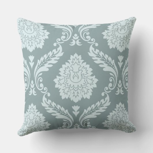 Rococo Damask Lg Pattern Duck Egg Blue+Teal クッション (裏面)