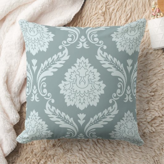 Rococo Damask Lg Pattern Duck Egg Blue+Teal クッション (ブランケット)