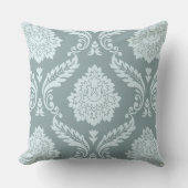 Rococo Damask Lg Pattern Duck Egg Blue+Teal クッション (正面)