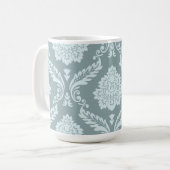 Rococo Damask Lg Pattern Duck Egg Blue+Teal コーヒーマグカップ (正面左)
