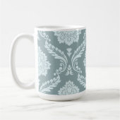 Rococo Damask Lg Pattern Duck Egg Blue+Teal コーヒーマグカップ (左)