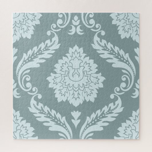 Rococo Damask Lg Pattern Duck Egg Blue+Teal ジグソーパズル (縦)