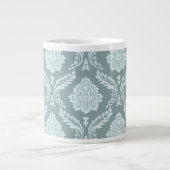 Rococo Damask Lg Pattern Duck Egg Blue+Teal ジャンボコーヒーマグカップ (正面)