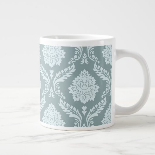 Rococo Damask Lg Pattern Duck Egg Blue+Teal ジャンボコーヒーマグカップ (右)