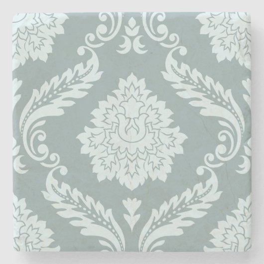 Rococo Damask Lg Pattern Duck Egg Blue+Teal ストーンコースター (正面)