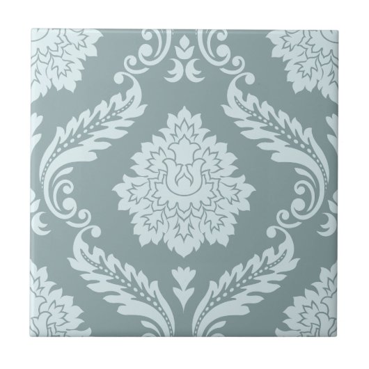 Rococo Damask Lg Pattern Duck Egg Blue+Teal タイル (正面)