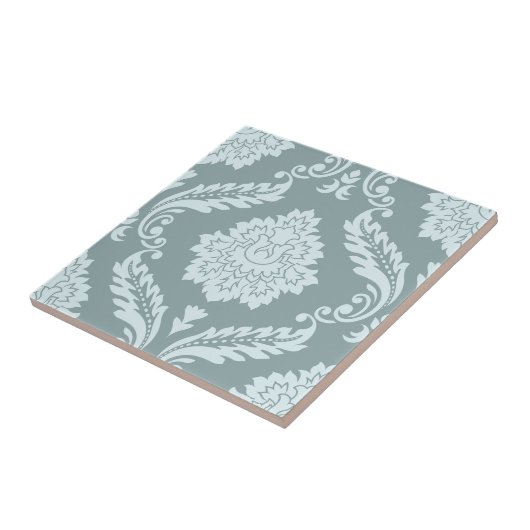 Rococo Damask Lg Pattern Duck Egg Blue+Teal タイル (側面)