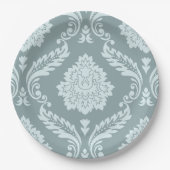 Rococo Damask Lg Pattern Duck Egg Blue+Teal ペーパープレート (正面)