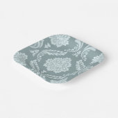 Rococo Damask Lg Pattern Duck Egg Blue+Teal ペーパープレート (傾斜あり)