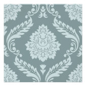 Rococo Damask Lg Pattern Duck Egg Blue+Teal ポスター (正面)