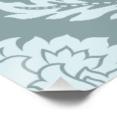 Rococo Damask Lg Pattern Duck Egg Blue+Teal ポスター (コーナー)